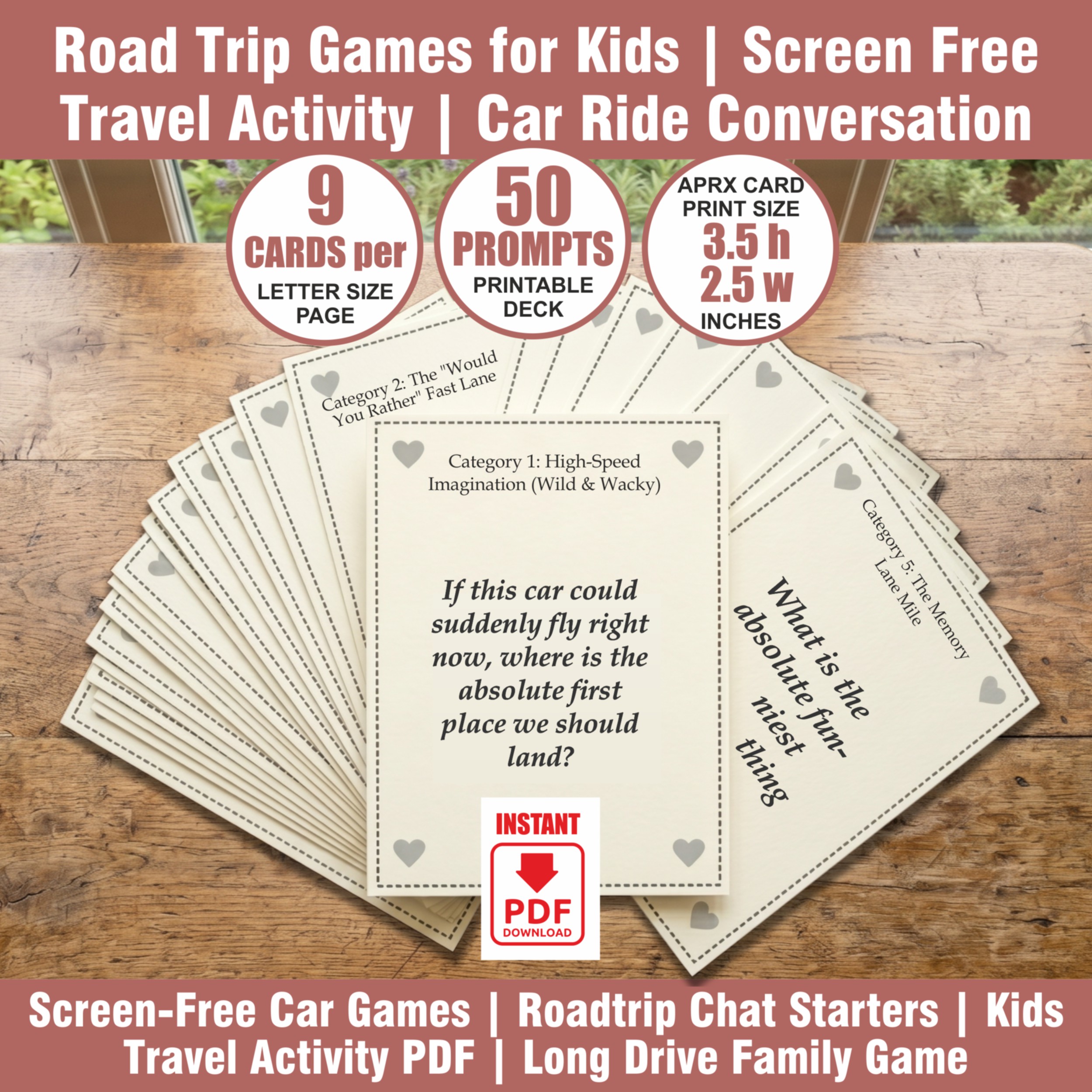 Road Trip Games for Kids | Screen Free Travel Activity | Car Ride Conversation Cards